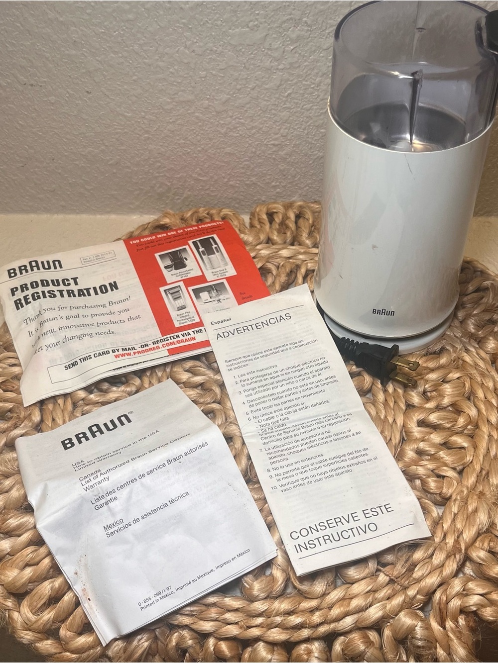 Braun KSM 2 Aromatic White Electric Blade Coffee Grinder Vintage Tested